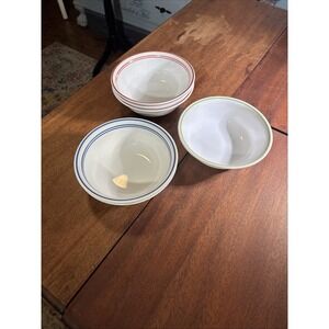 Corelle Vitrelle Classic Cafe RED STRIPE Green, BLUE.  6" CEREAL Bowls Lot Of 6